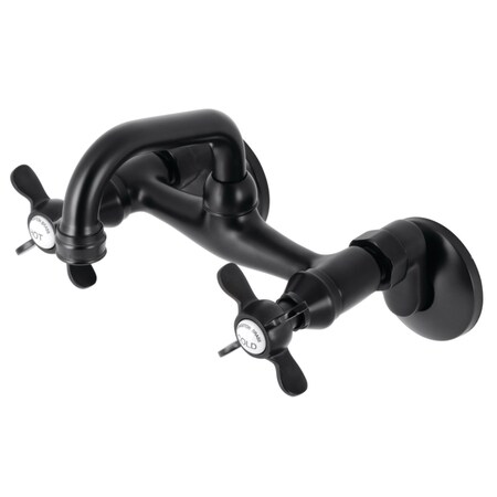 Kingston Brass KS112MB Two-Handle Wall Mount Bar Faucet, Matte Black KS112MB